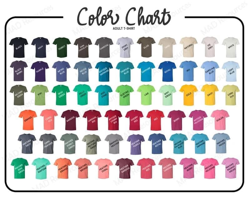 Gildan Color options & size charts - stock may vary